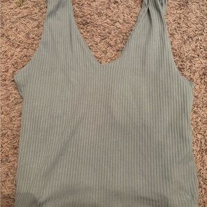 Miss Me Ribbed Tank Top in Sage Green